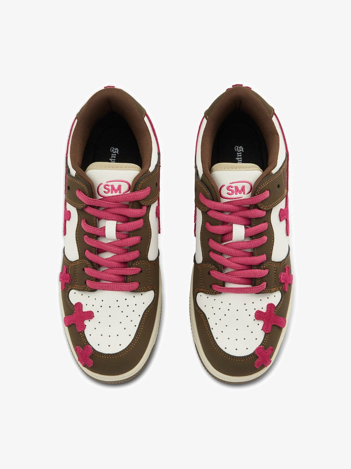 Thesupermade Chunky-Sole Splicing Skate Sneakers with Pink Accents