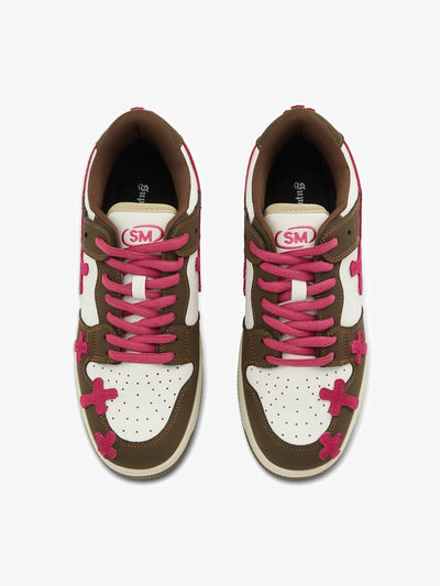 Thesupermade Chunky-Sole Splicing Skate Sneakers with Pink Accents