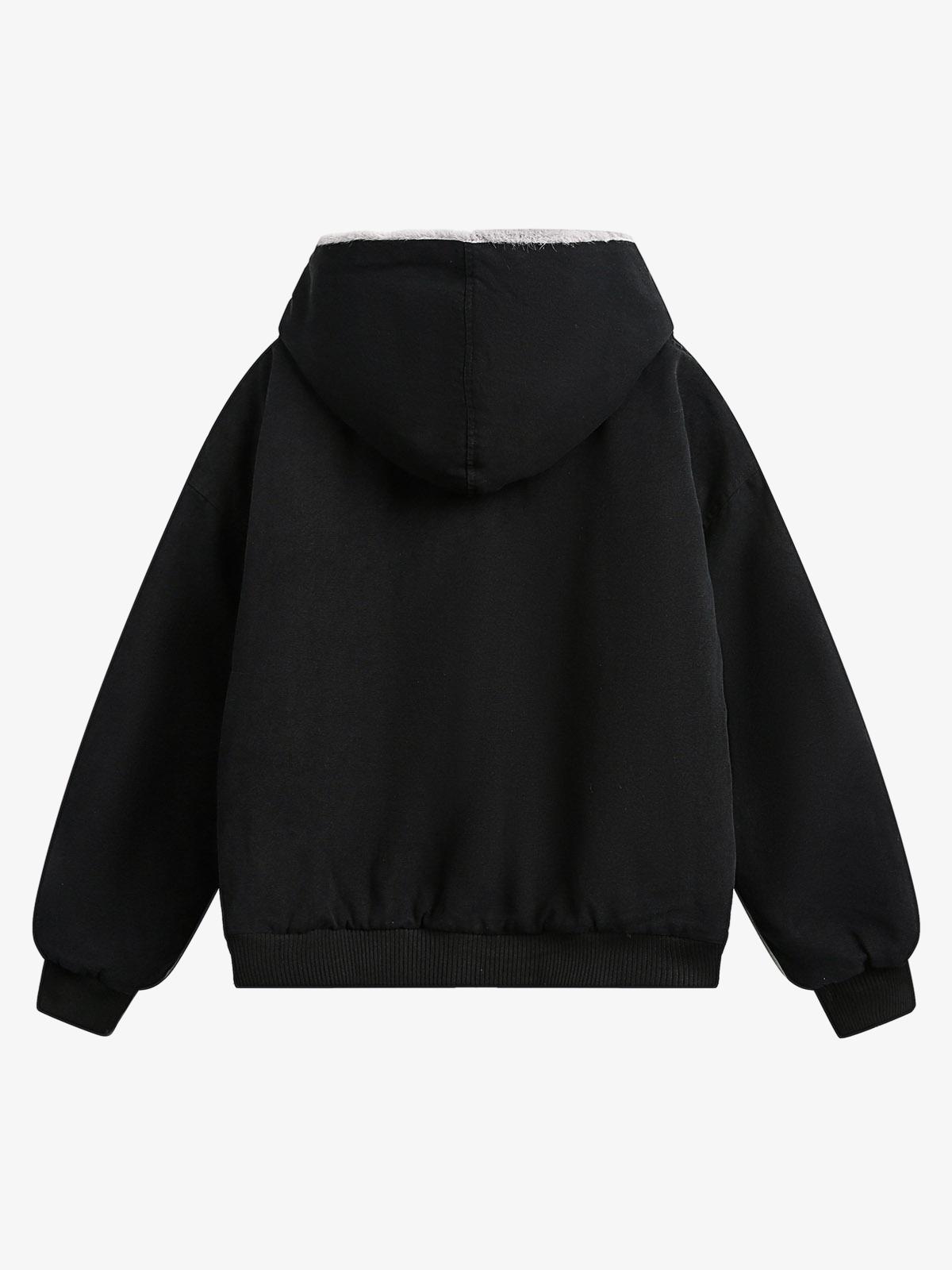 Faux Fur Lined Quilted Hooded Cotton Jacket with Ribbed Cuffs