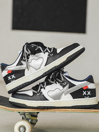 Chunky Leather Mesh Velcro Sneakers with Reflective Accents