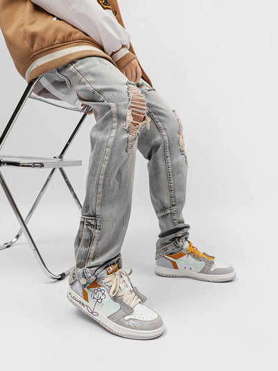 Sunflower Hip-Hop Skate Shoes: Modern Streetwear with Reflective Details and Zipper