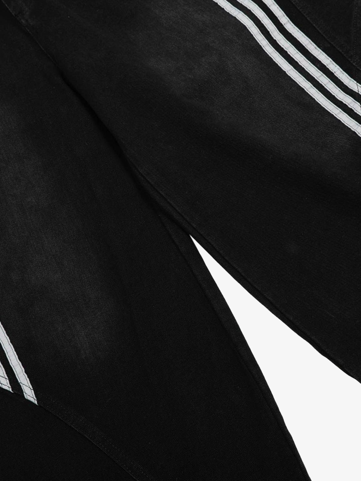 Striped Contrast Stitching Barrel Jeans Wide-Leg Diagonal Detail Relaxed Fit