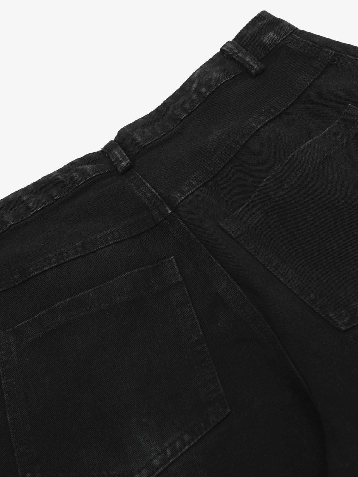 Striped Contrast Stitching Barrel Jeans Wide-Leg Diagonal Detail Relaxed Fit