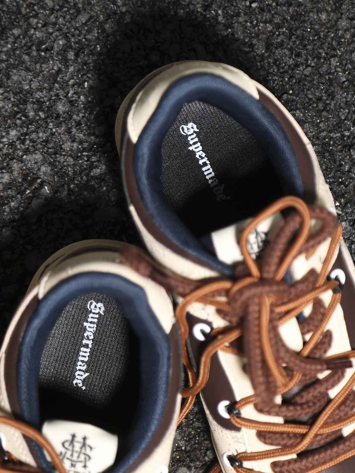 Chunky Leather Mesh Velcro Sneakers with Reflective Accents