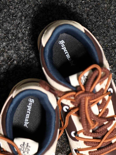 Chunky Leather Mesh Velcro Sneakers with Reflective Accents