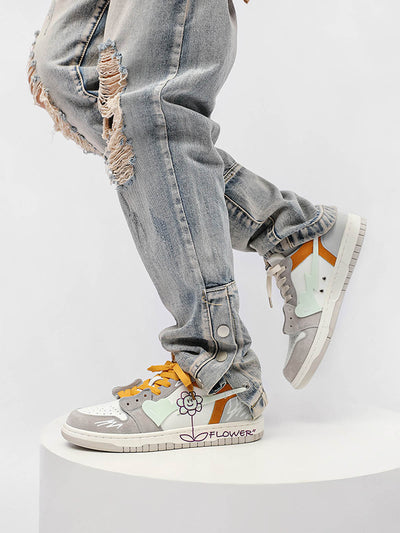 Sunflower Hip-Hop Skate Shoes: Modern Streetwear with Reflective Details and Zipper