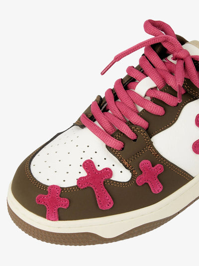 Thesupermade Chunky-Sole Splicing Skate Sneakers with Pink Accents