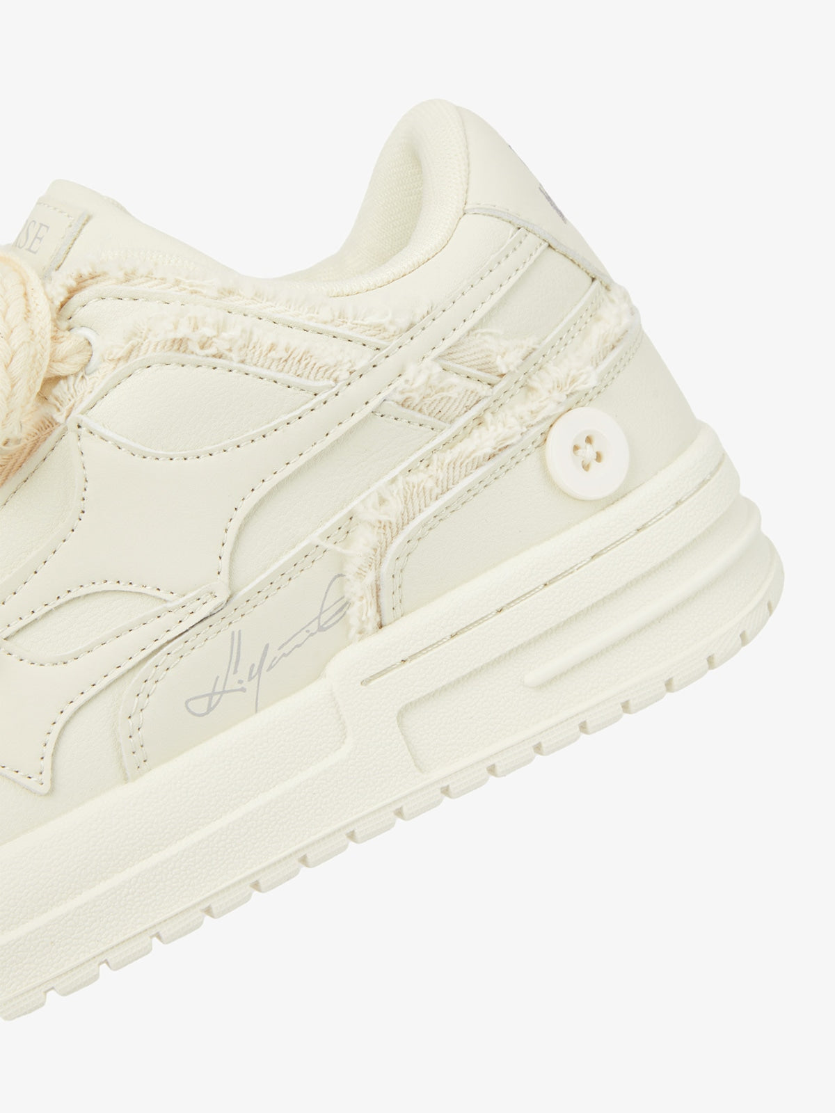 Creamy White Leather Chunky Sole Breathable Low-Top Sneakers