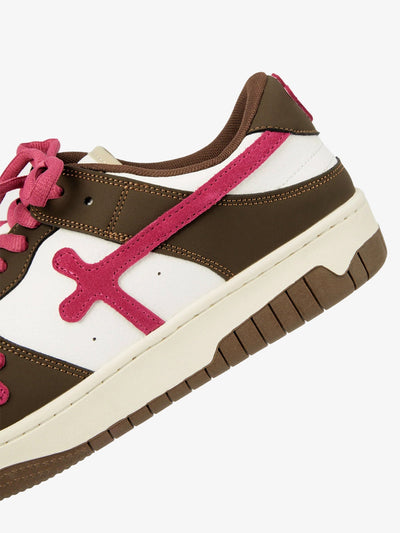 Thesupermade Chunky-Sole Splicing Skate Sneakers with Pink Accents