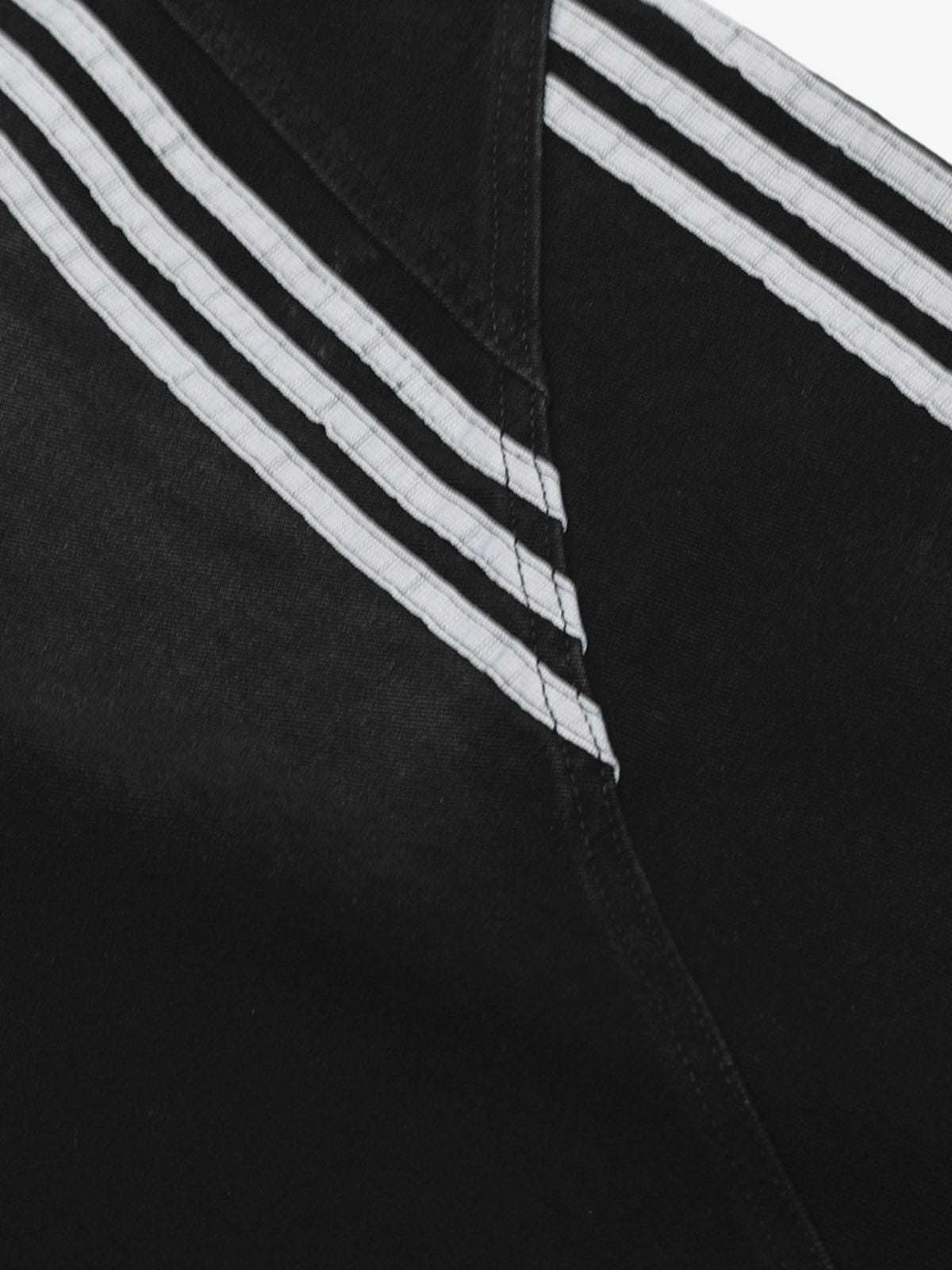 Striped Contrast Stitching Barrel Jeans Wide-Leg Diagonal Detail Relaxed Fit