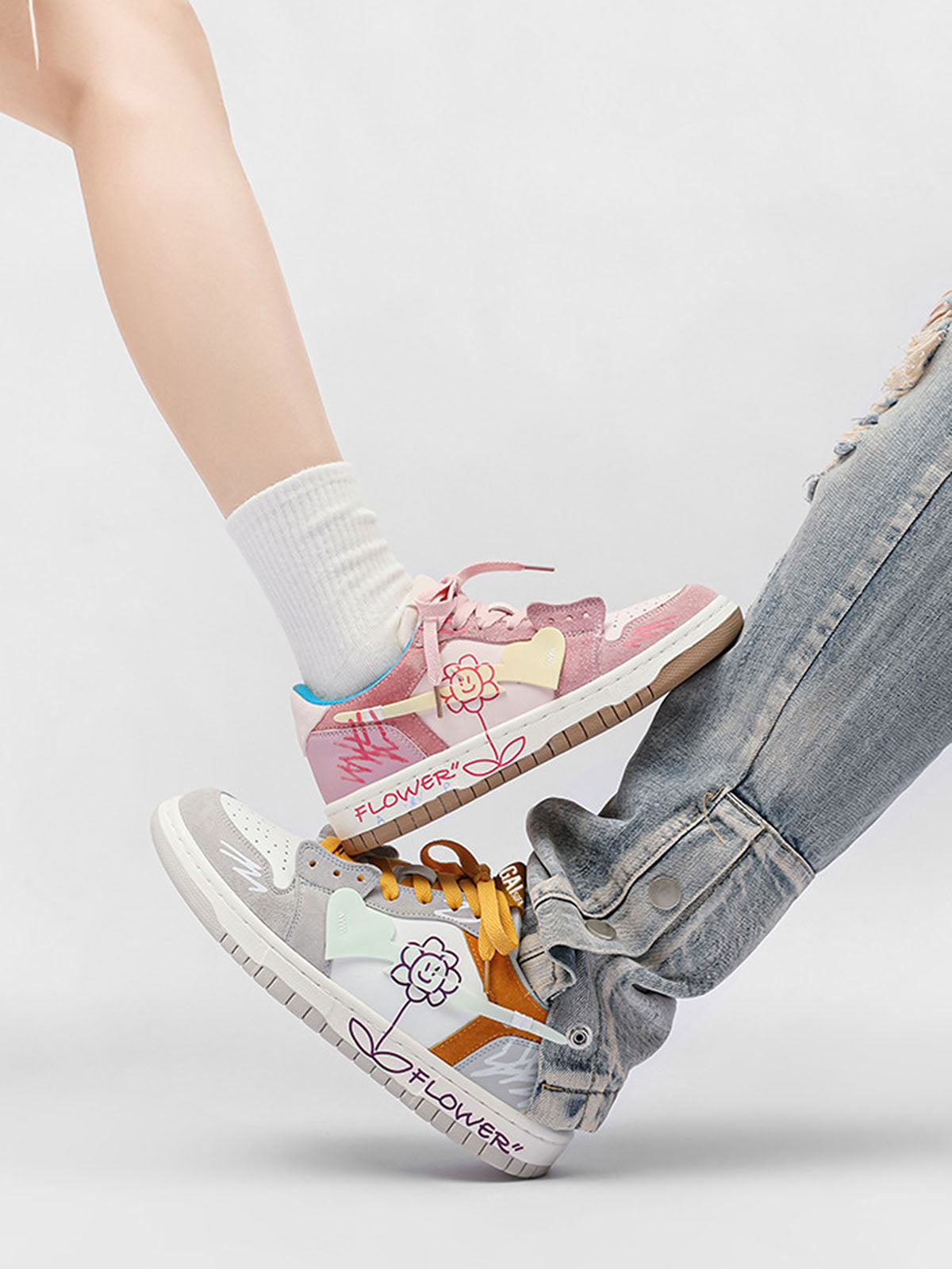 Sunflower Hip-Hop Skate Shoes: Modern Streetwear with Reflective Details and Zipper