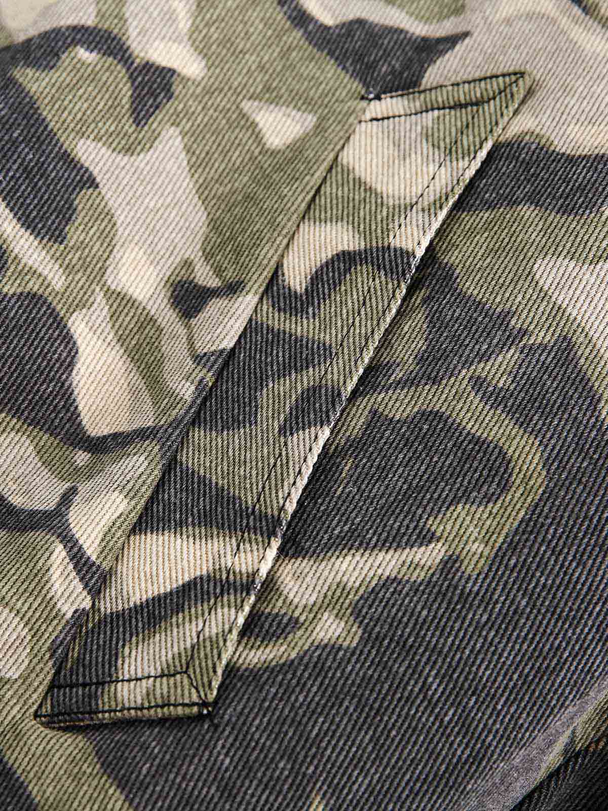 Classic Camouflage Fur-Lined Hooded Cotton Jacket with Detachable Hood
