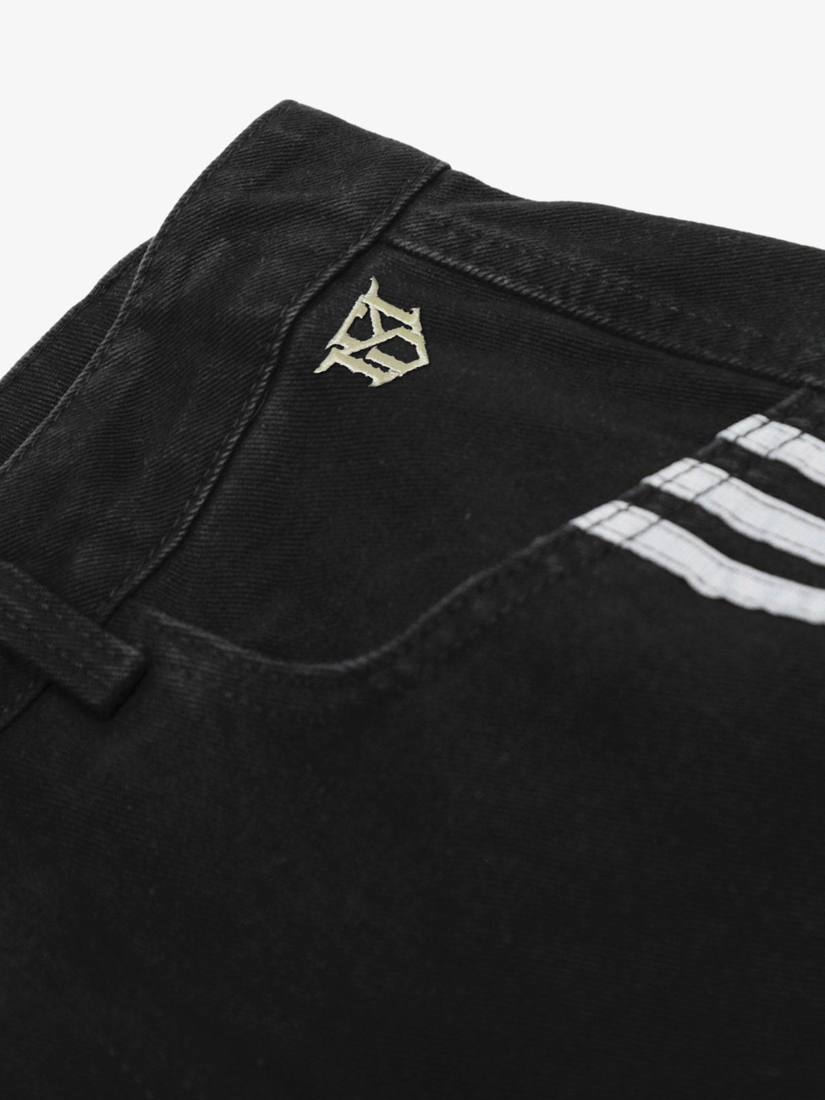 Striped Contrast Stitching Barrel Jeans Wide-Leg Diagonal Detail Relaxed Fit